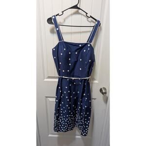 Vintage R&K Originals Womens 16 Dress Navy White Polka Dot Retro Pinup Summer